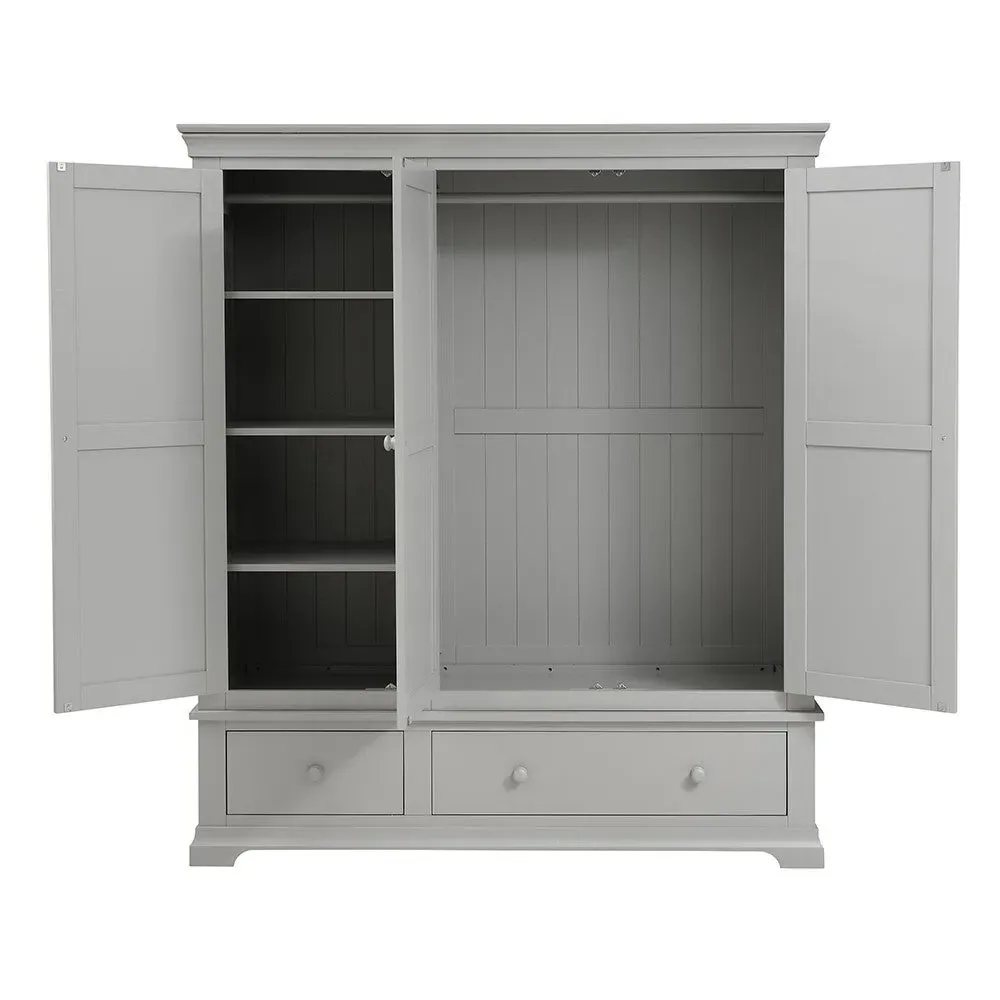 Cotswold Triple Wardrobe with Drawers - Pebble Grey by The Cotswold Company, image 9