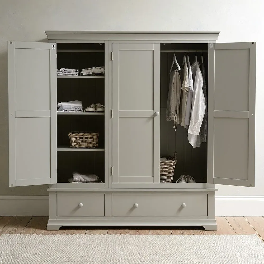 Triple Wardrobe with Drawers - Pebble Grey image