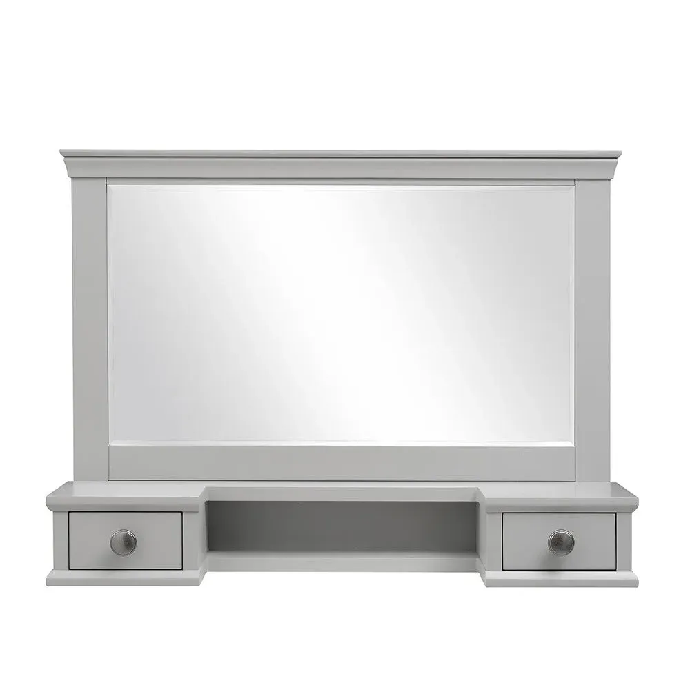 Vanity Mirror with Storage - Pebble Grey