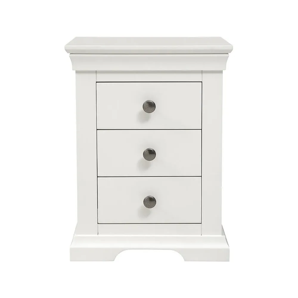 3 Drawer Bedside Table - White