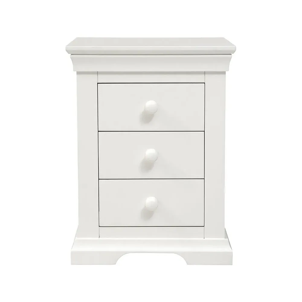 3 Drawer Bedside Table - White