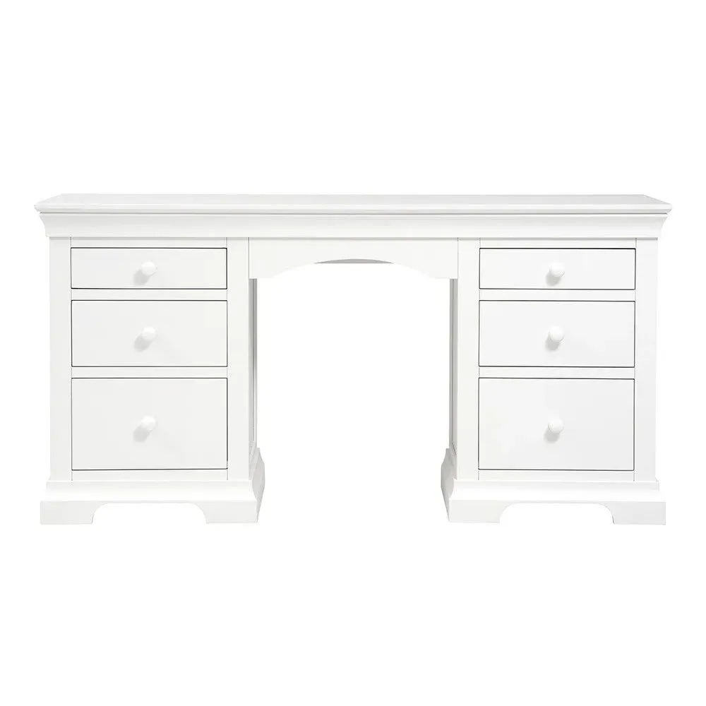 Chantilly Double Pedestal Dressing Table - Warm White