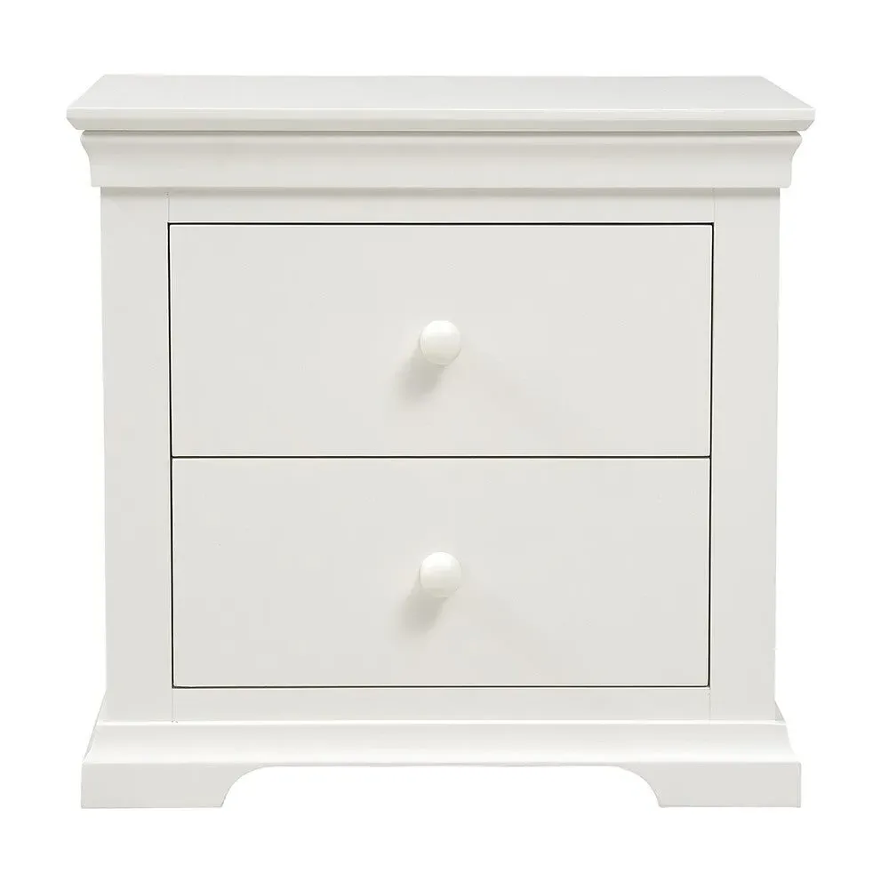 Chantilly Large 2 Drawer Bedside Table - White