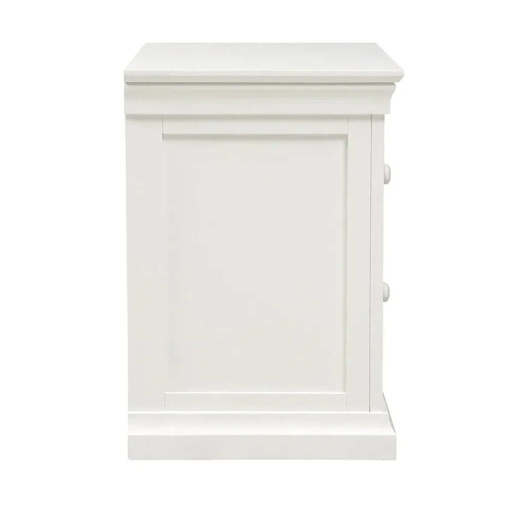 Chantilly Large 2 Drawer Bedside Table - White