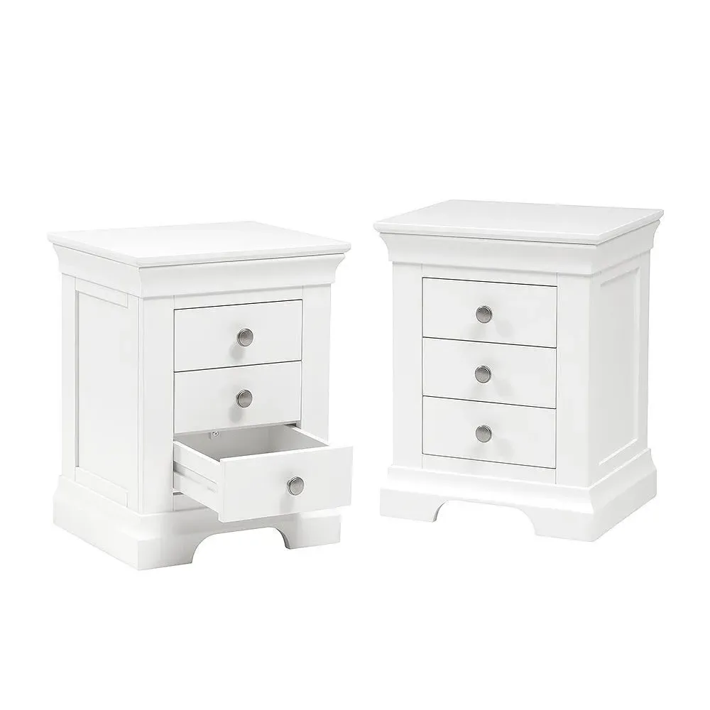 Chantilly Pair of Bedside Tables - Warm White