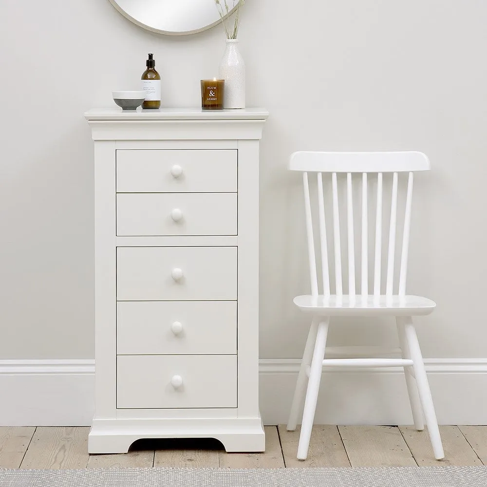 Chantilly Tallboy with 5 Drawers - Warm White image