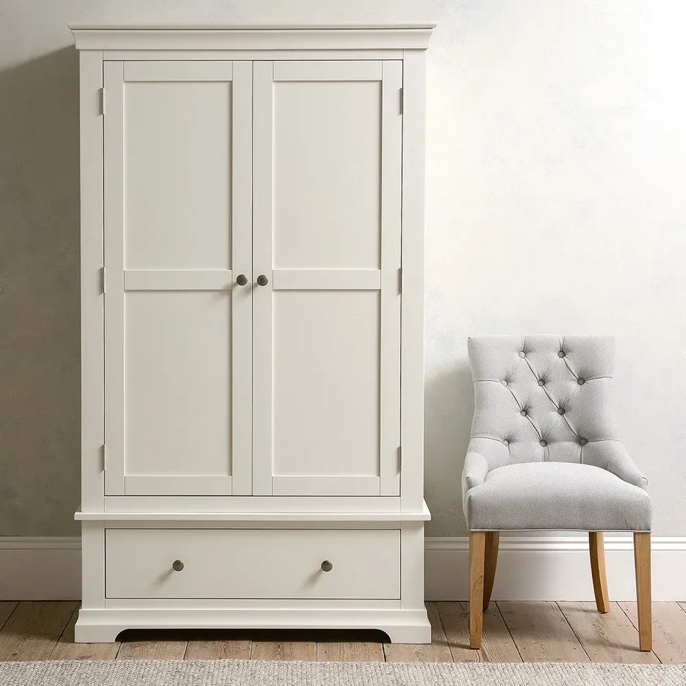 Double Wardrobe with Drawer - Warm White