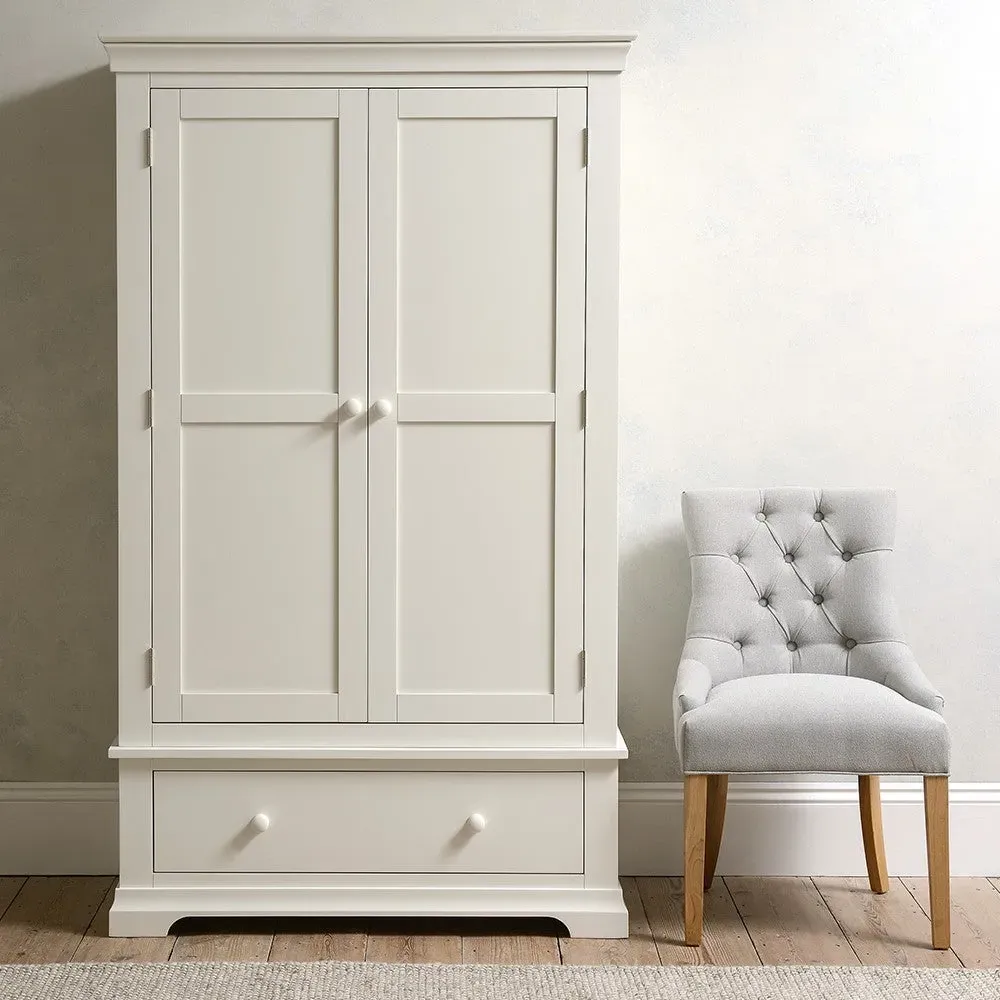 Double Wardrobe with Drawer - Warm White