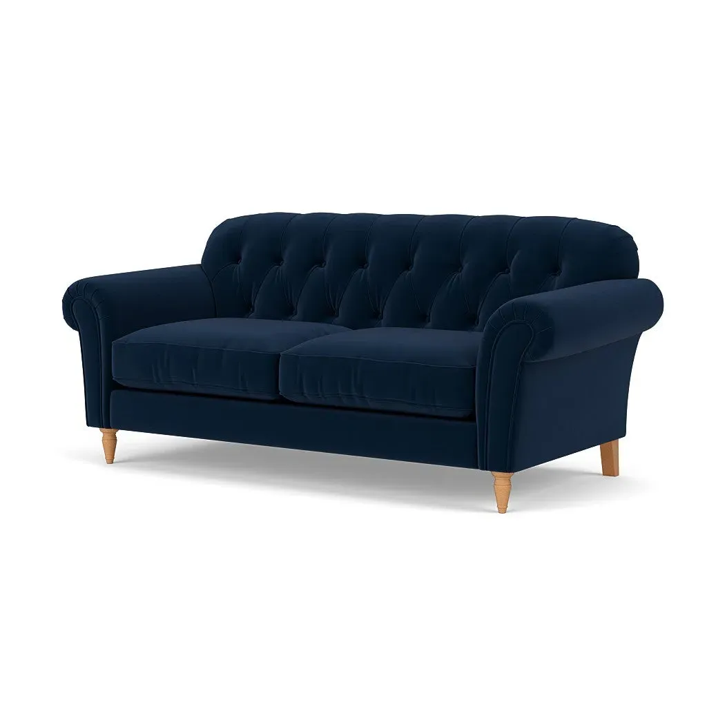 3-Seater Sofa - Deep Blue, Matt Velvet