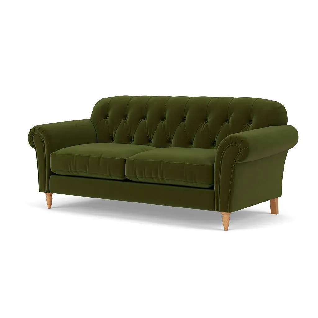 3-Seater Sofa - Forest Green, Matt Velvet