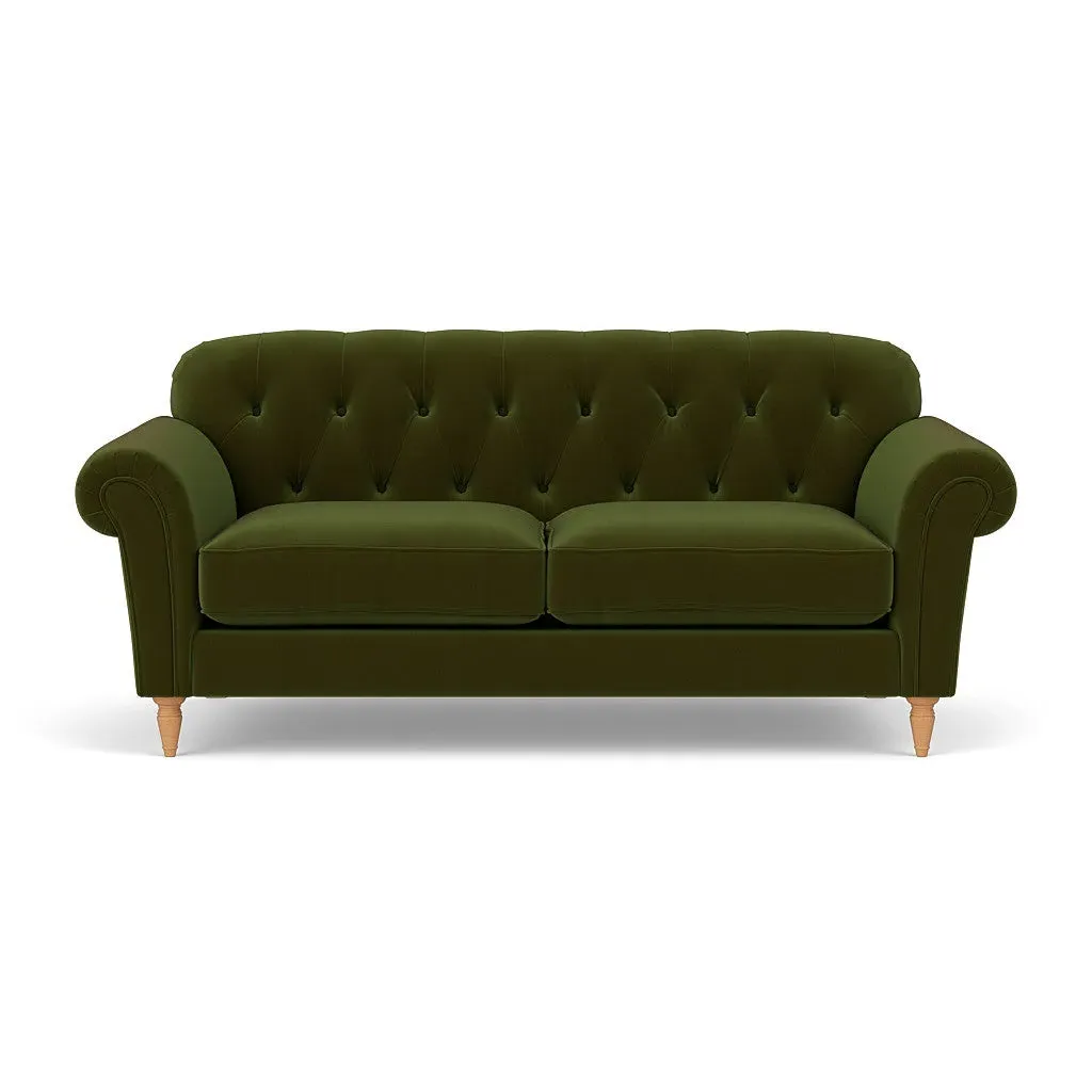 3-Seater Sofa - Forest Green, Matt Velvet