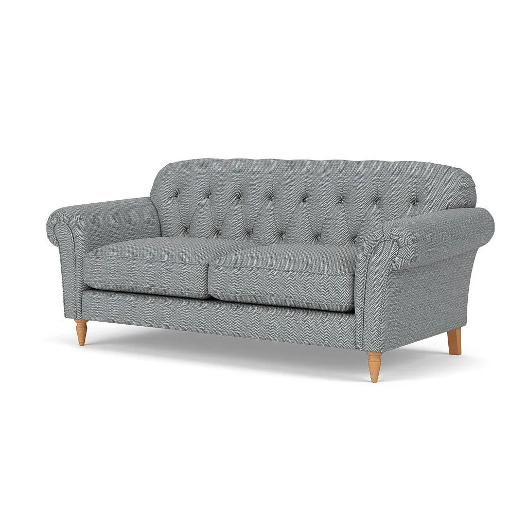 3-Seater Sofa - Navy, Herringbone Weave