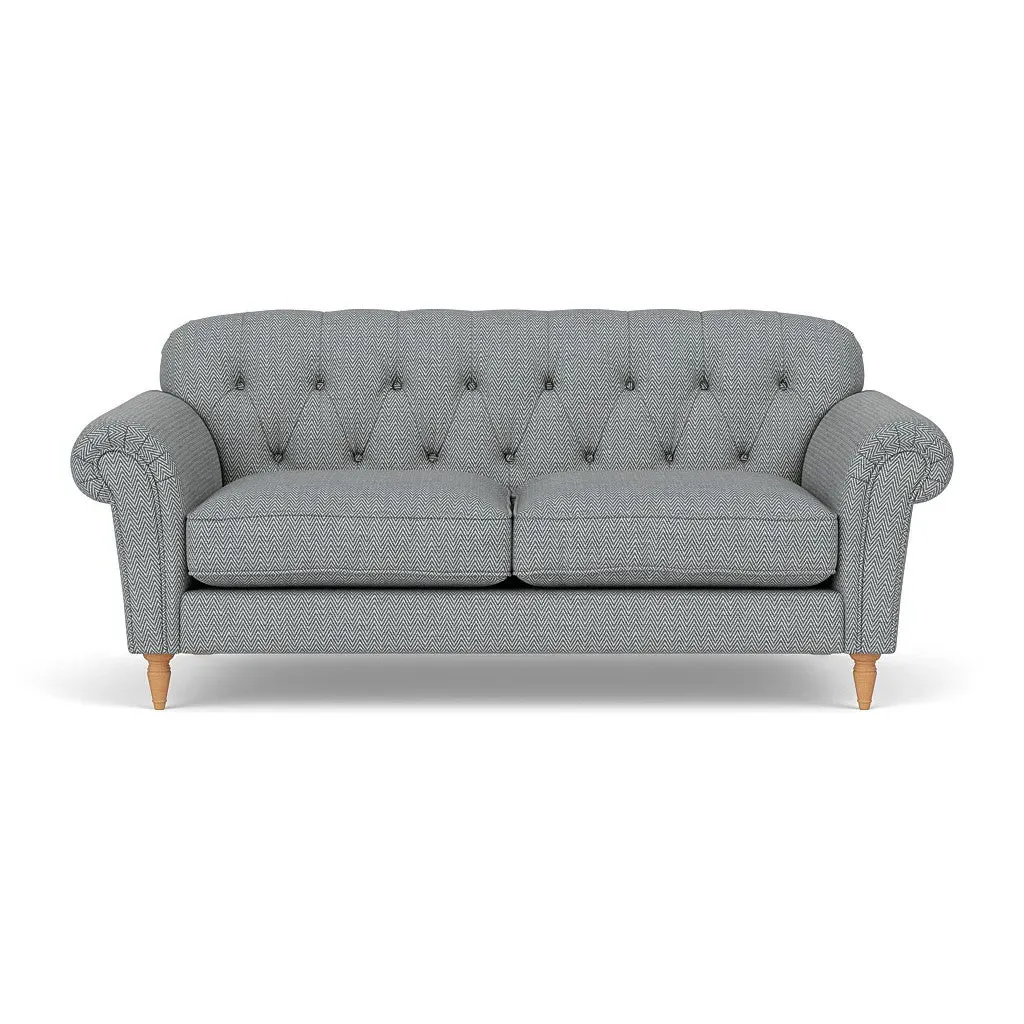 3-Seater Sofa - Navy, Herringbone Weave