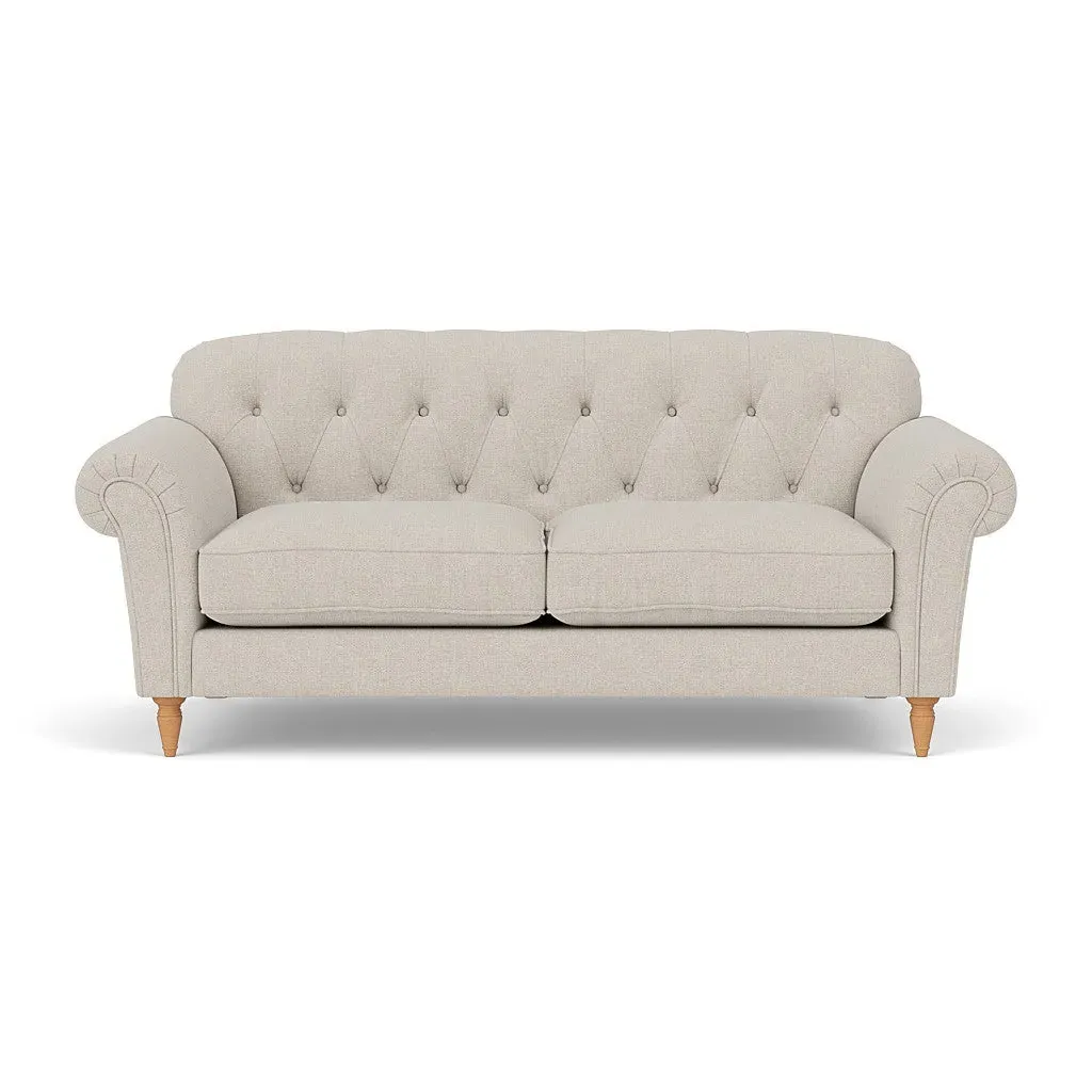 3-Seater Sofa with Button-Back - Natural, Aquaclean Oxford image