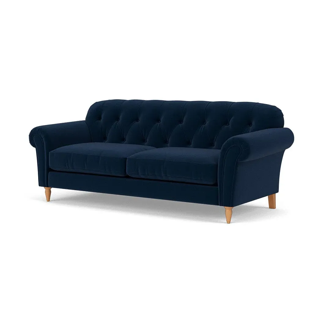 4-Seater Sofa - Deep Blue, Matt Velvet