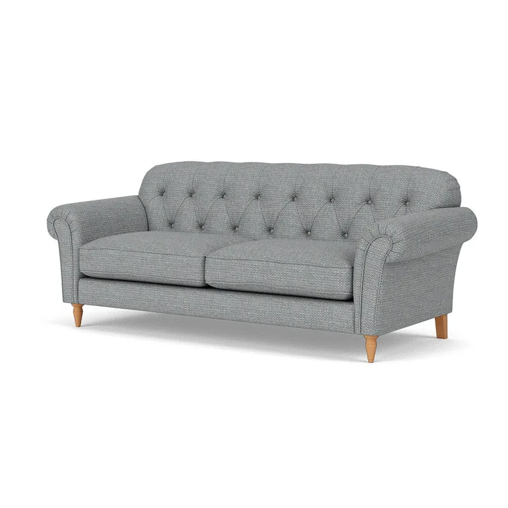 4-Seater Sofa - Navy, Herringbone Weave