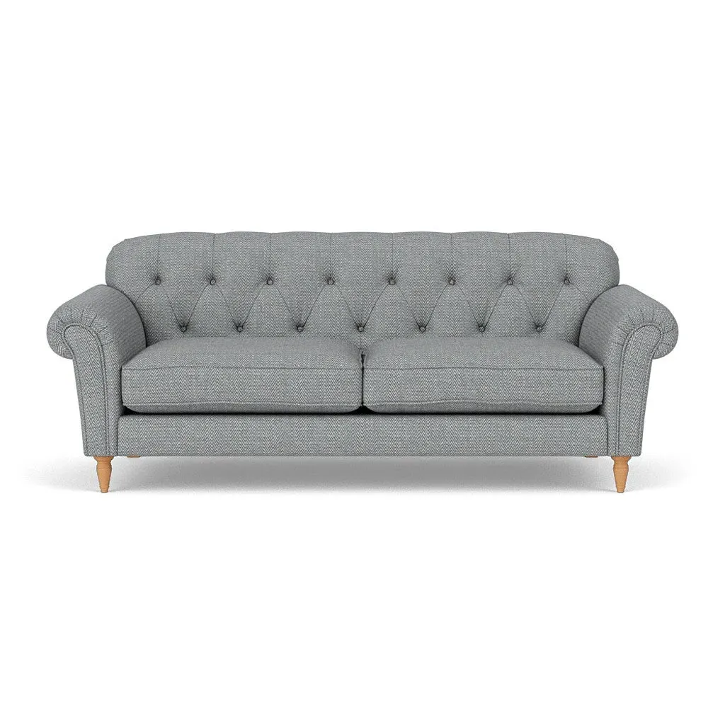 4-Seater Sofa - Navy, Herringbone Weave