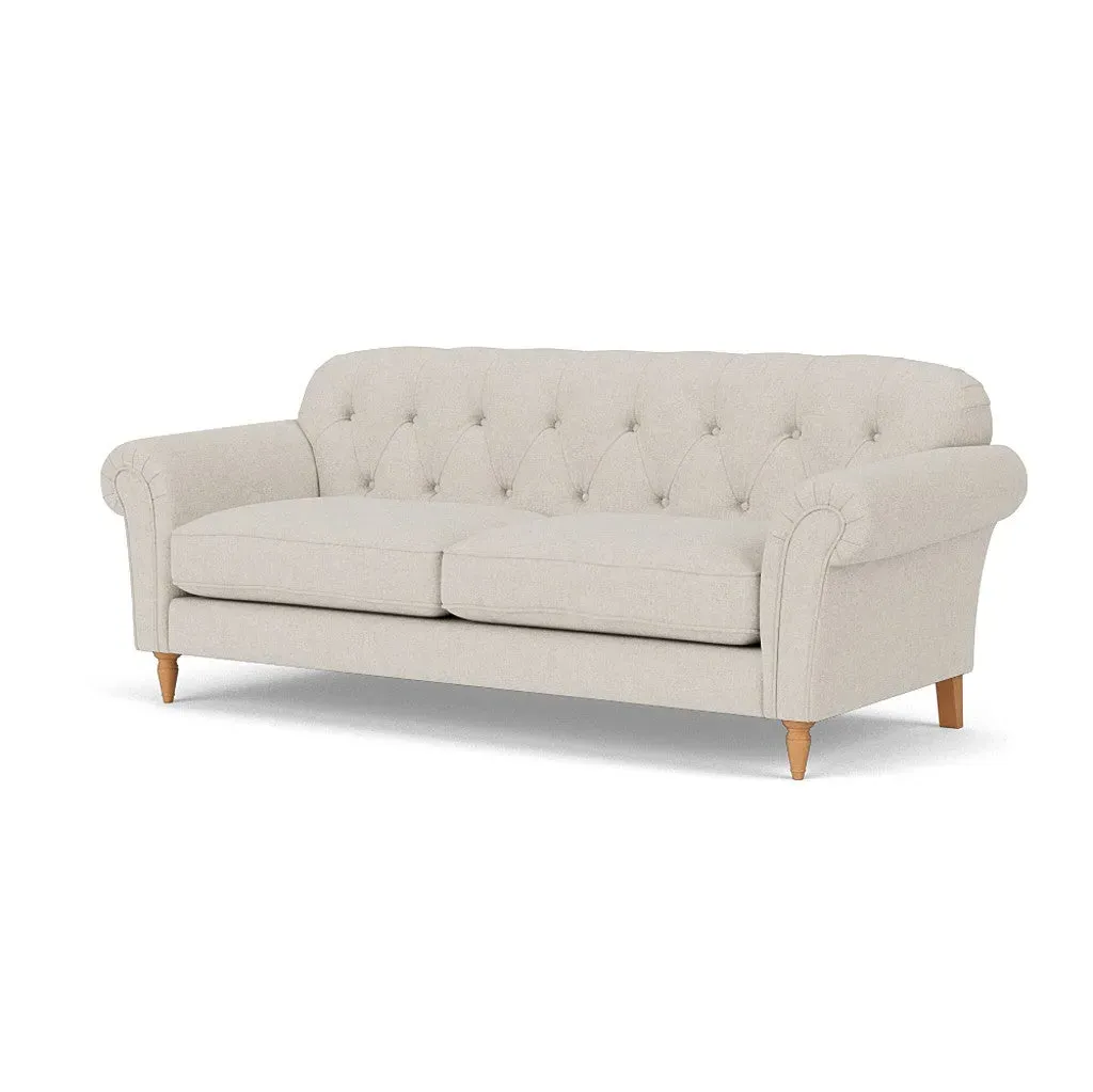 4-Seater Sofa with Button-Back - Natural, Aquaclean Oxford