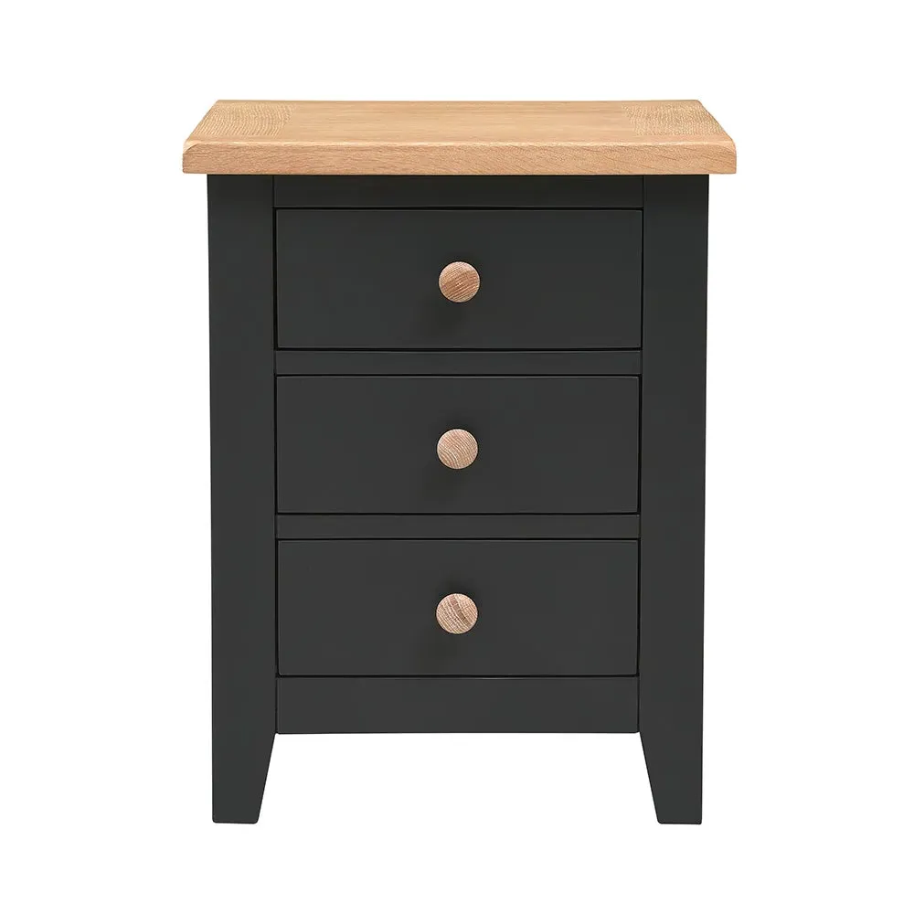 3 Drawer Bedside Table - Charcoal, Oak