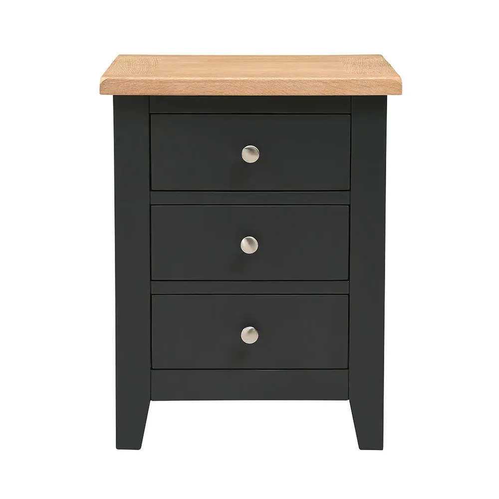 3 Drawer Bedside Table - Charcoal, Oak