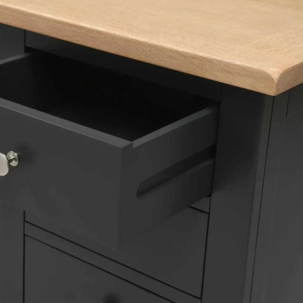 3 Drawer Bedside Table - Charcoal, Oak