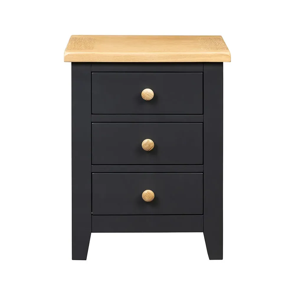 Chester Charcoal 3 Drawer Bedside Table - Charcoal, Oak by The Cotswold Company, image 11