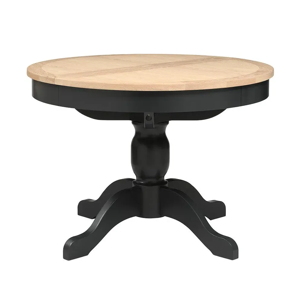 4-6 Seater Round Extending Dining Table - Charcoal, Oak