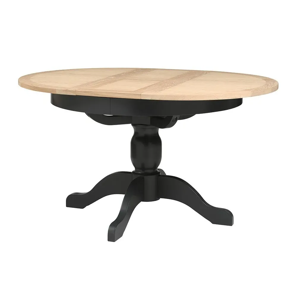 4-6 Seater Round Extending Dining Table - Charcoal, Oak