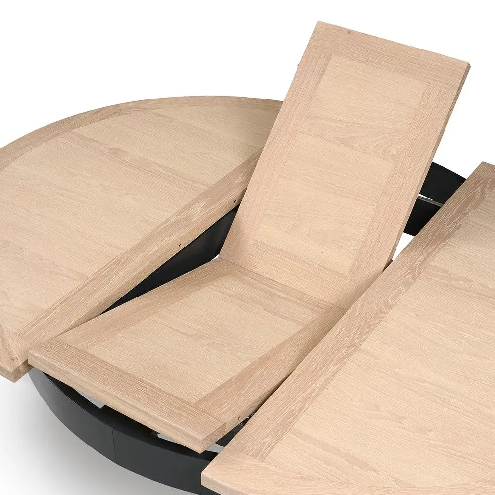 4-6 Seater Round Extending Dining Table - Charcoal, Oak