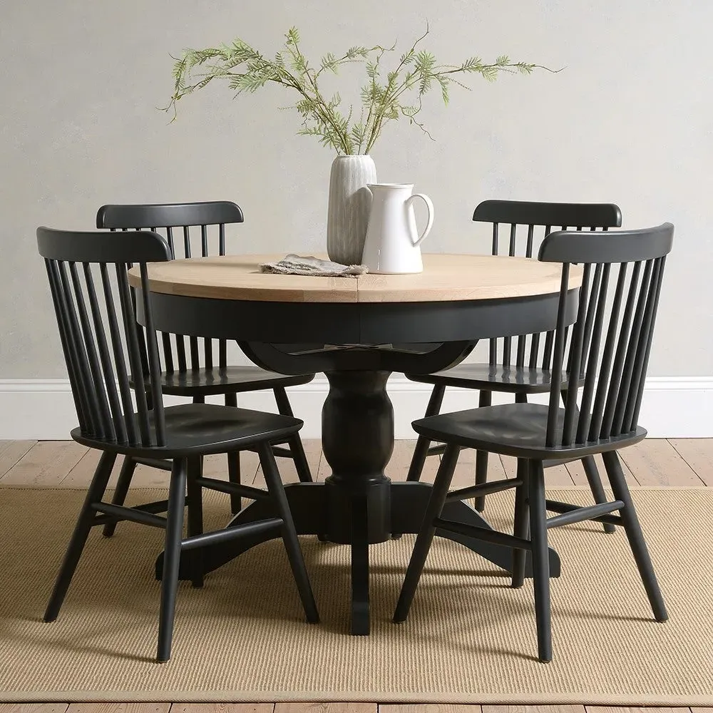 4-6 Seater Round Extending Dining Table - Charcoal, Oak