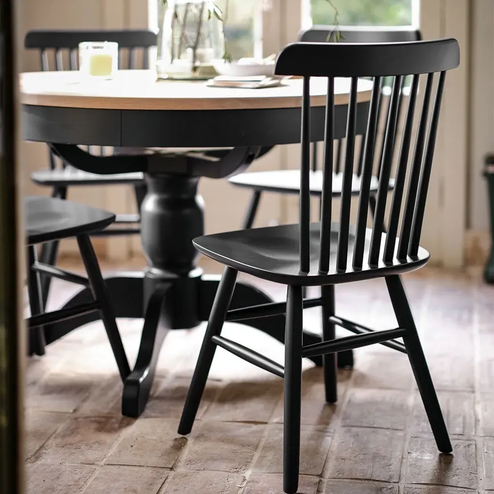 4-6 Seater Round Extending Dining Table - Charcoal, Oak image