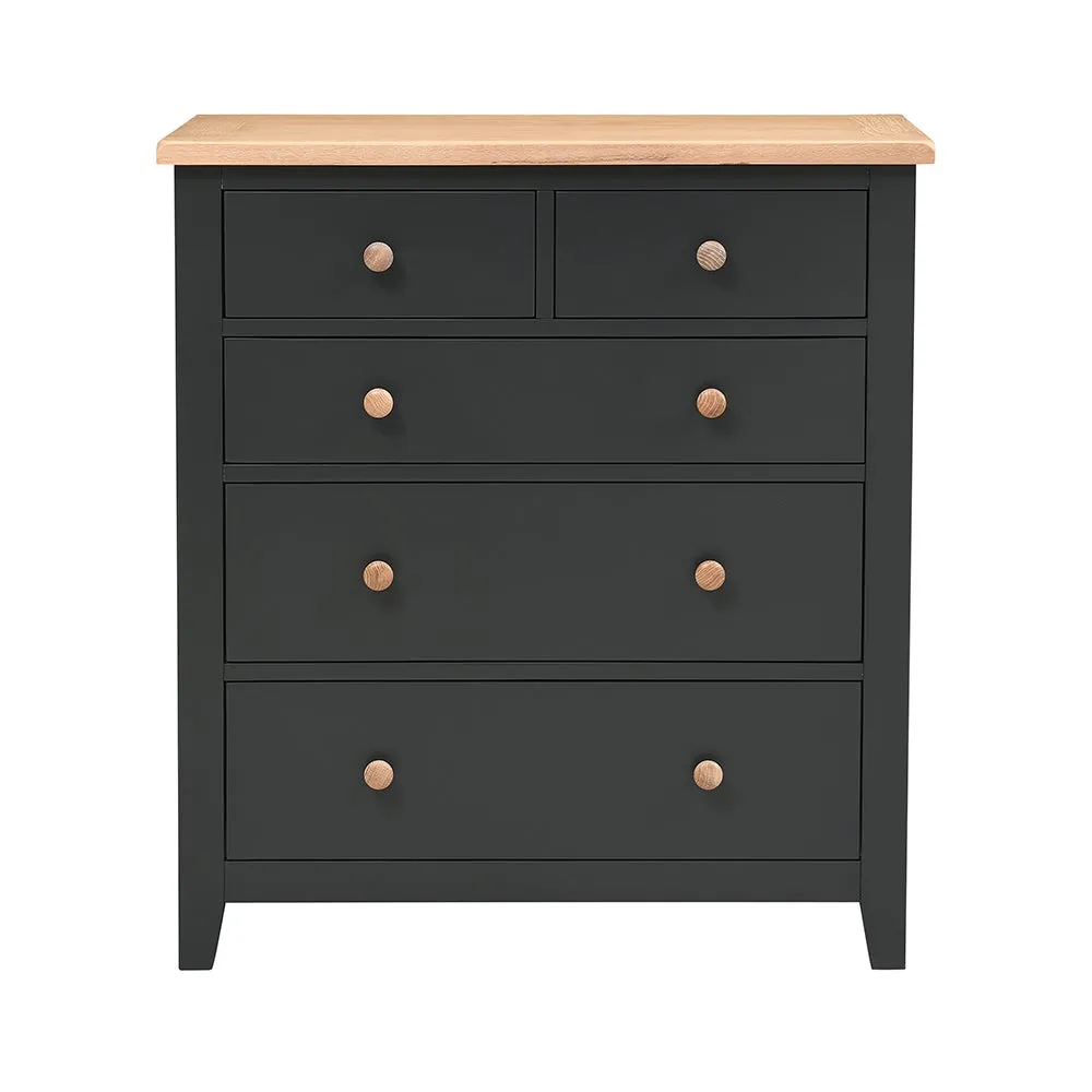 5 Drawer Chest - Charcoal, Oak