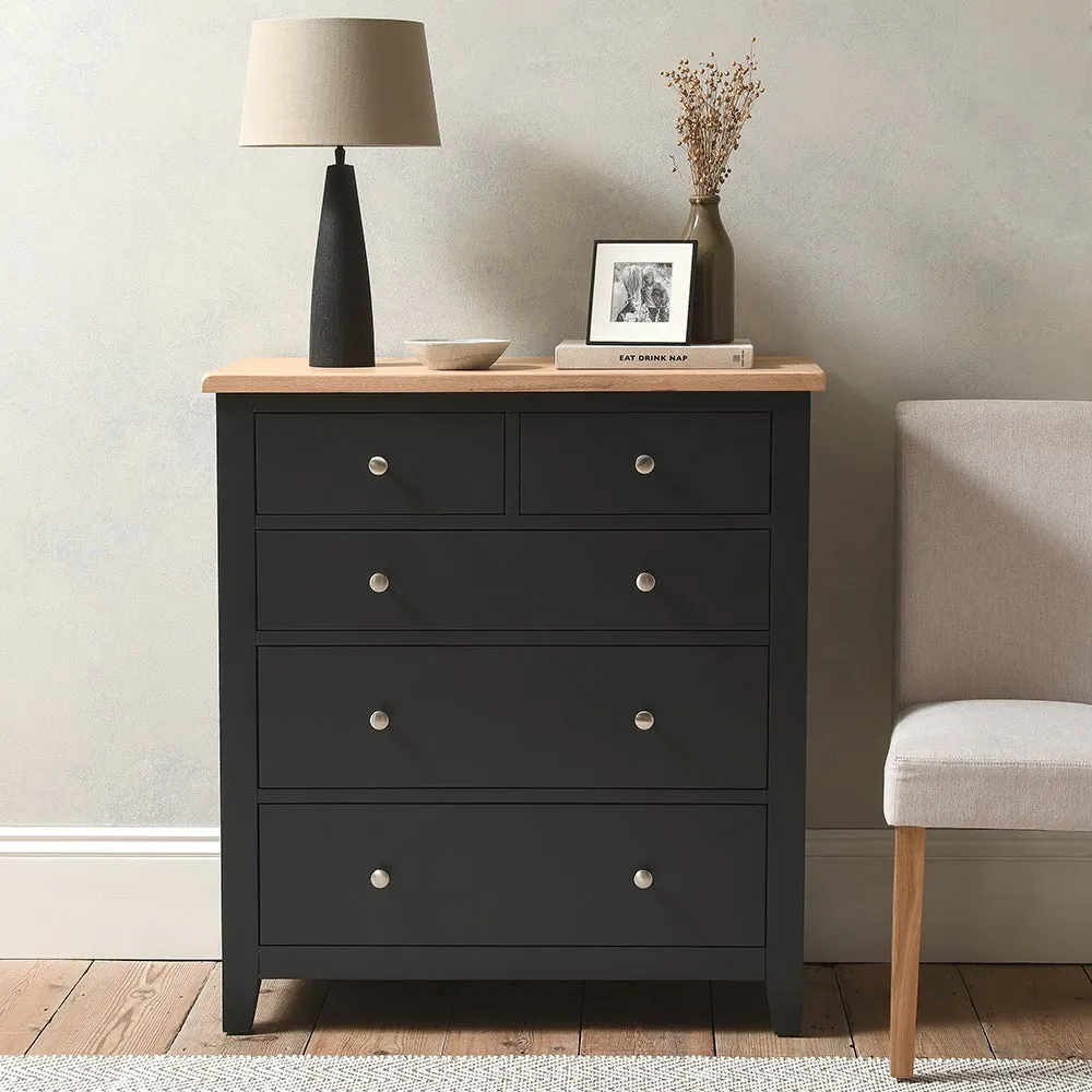 5 Drawer Chest - Charcoal, Oak image