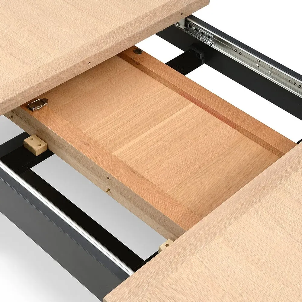 6-10 Seater Dining Table and 6 Chairs Set - Charcoal, Oak