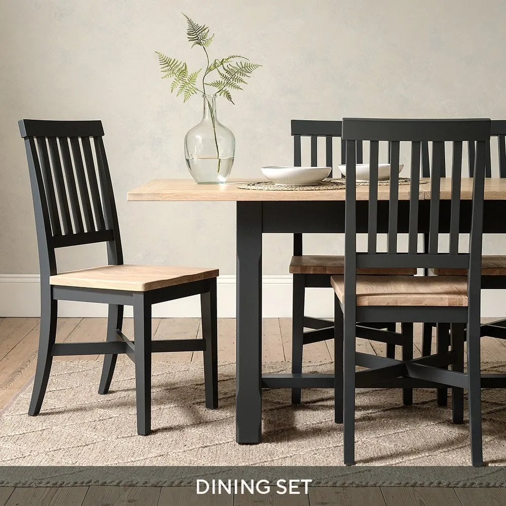 6-10 Seater Dining Table and 6 Chairs Set - Charcoal, Oak