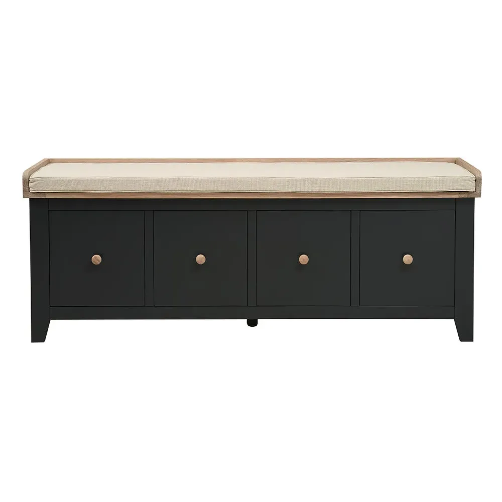 Chester 4 Drawer Shoe Bench - Charcoal