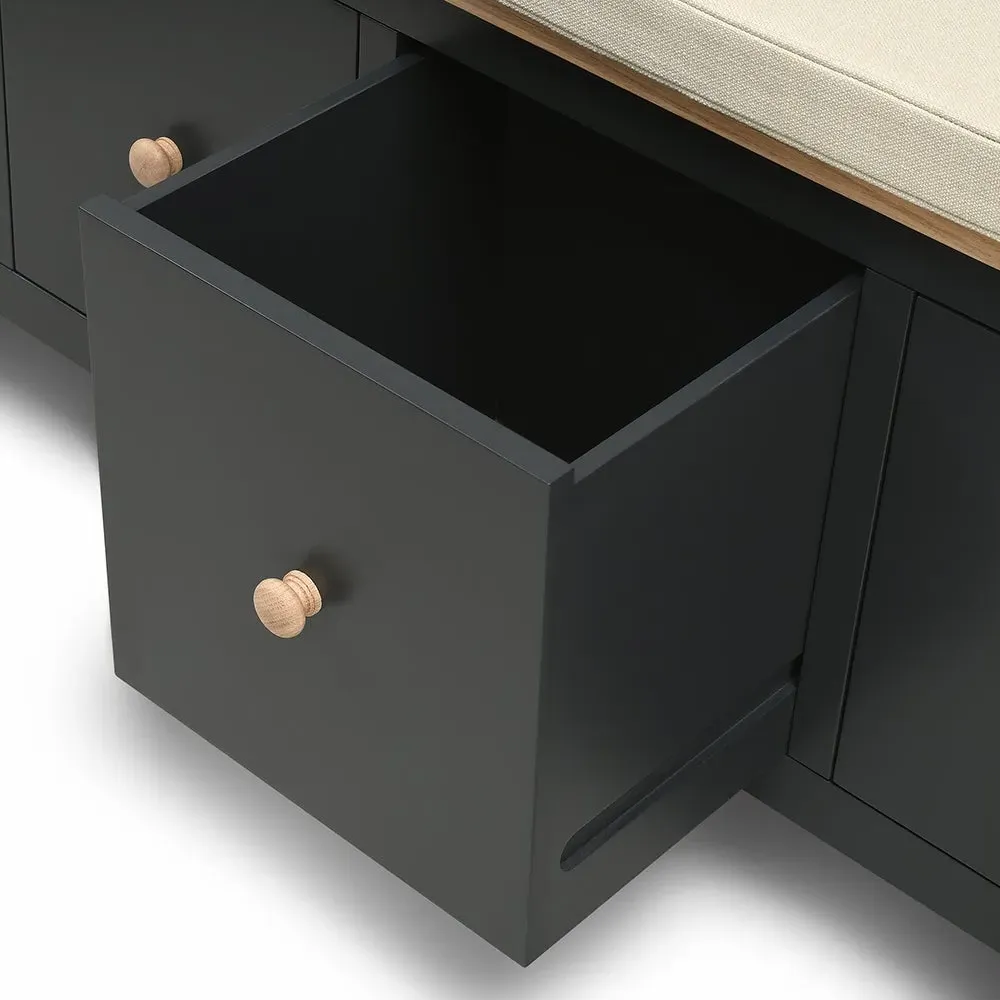 Chester 4 Drawer Shoe Bench - Charcoal