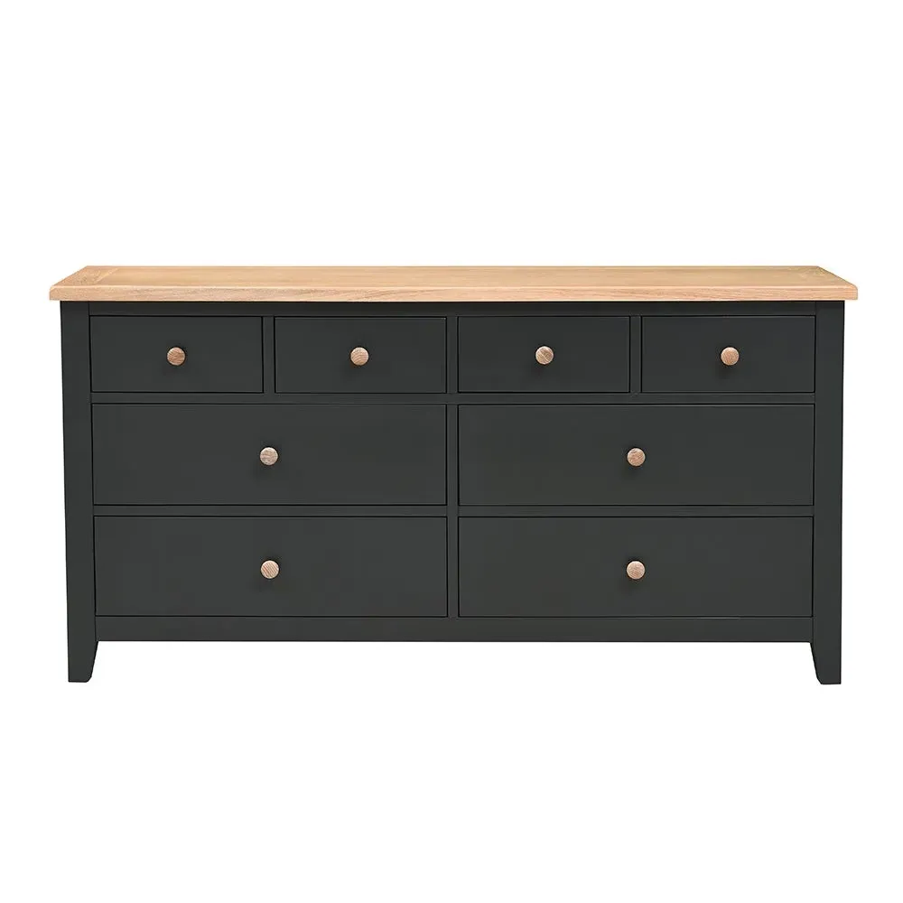 Chester Charcoal 8 Drawer Chest - Charcoal, Oak