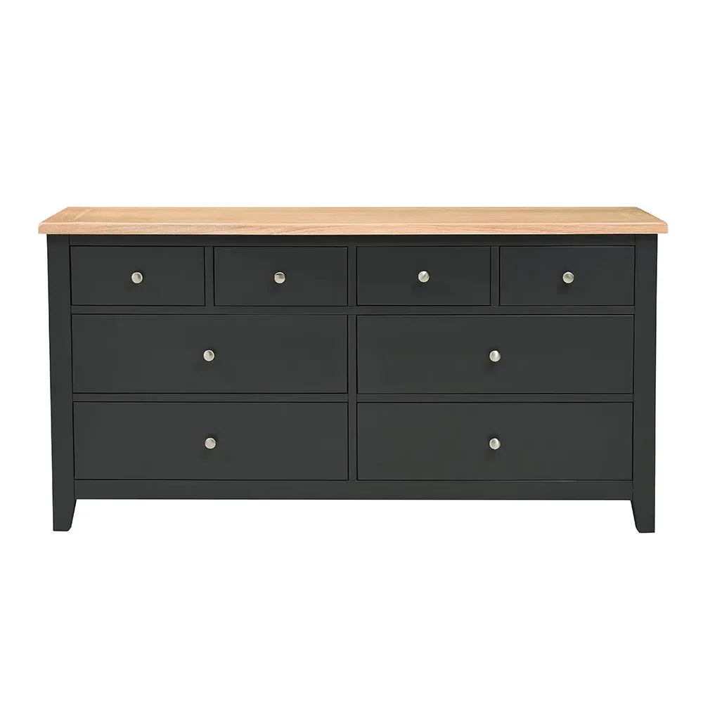 Chester Charcoal 8 Drawer Chest - Charcoal, Oak