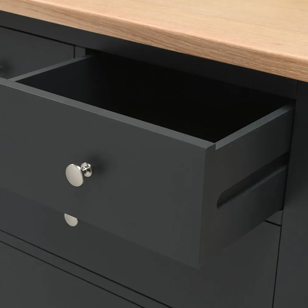 Chester Charcoal 8 Drawer Chest - Charcoal, Oak