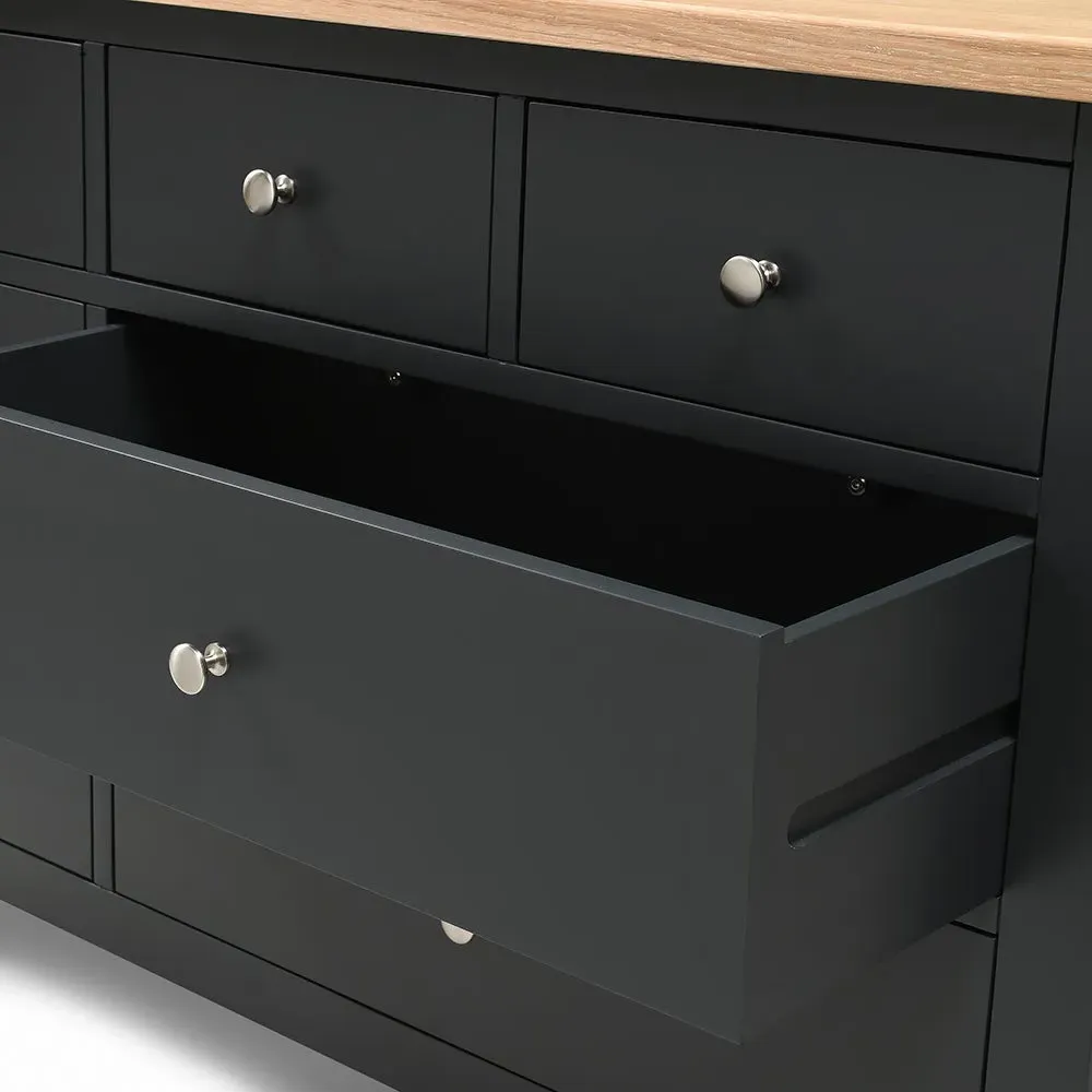 Chester Charcoal 8 Drawer Chest - Charcoal, Oak