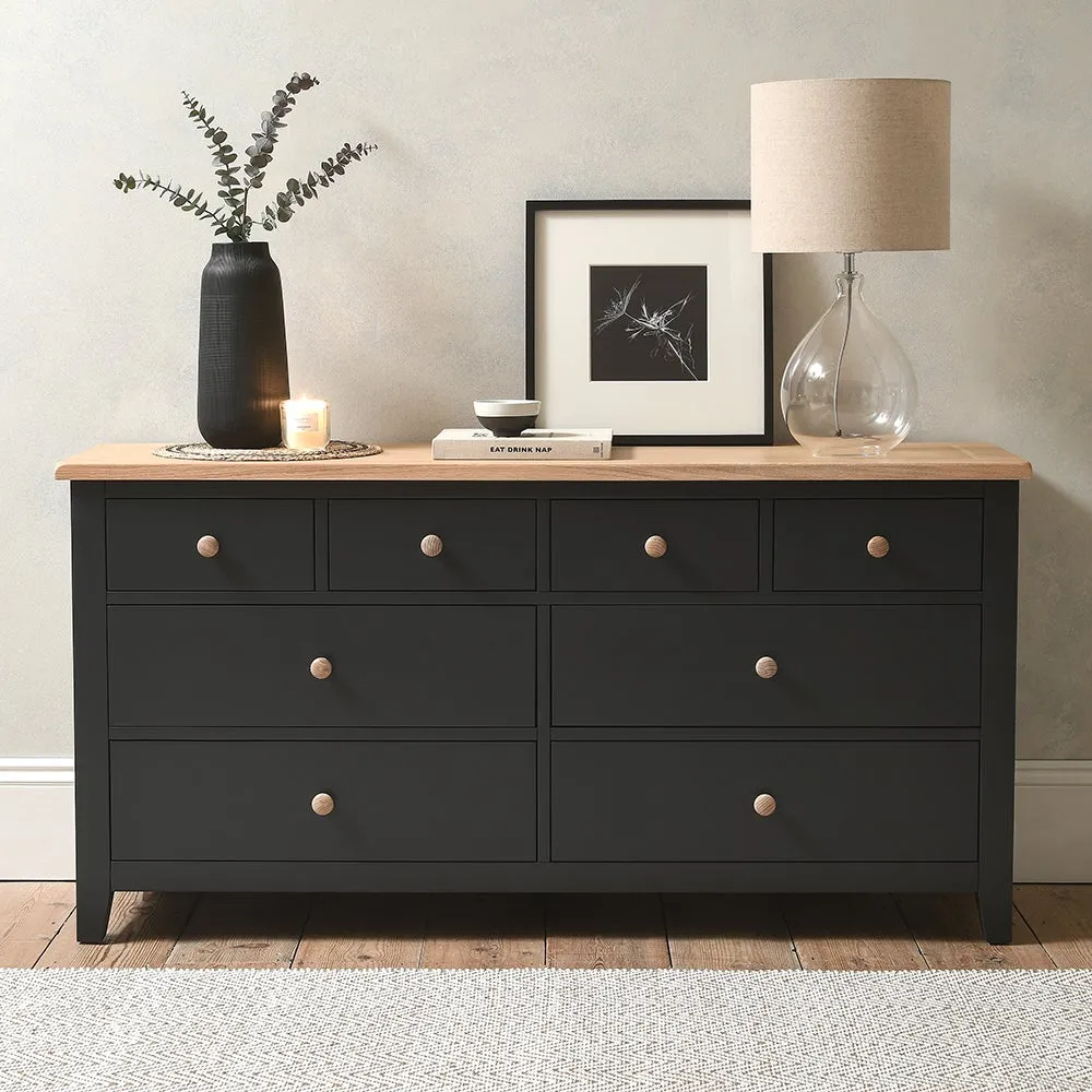 Chester Charcoal 8 Drawer Chest - Charcoal, Oak image