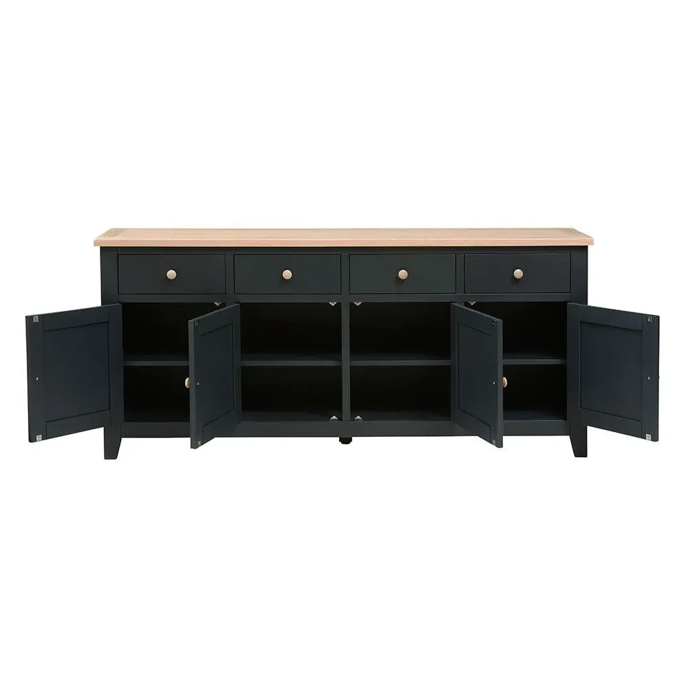 Chester Charcoal Extra Large Sideboard - Charcoal, Oak