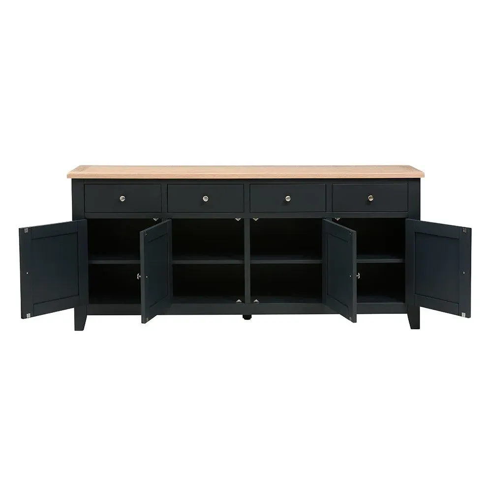 Chester Charcoal Extra Large Sideboard - Charcoal, Oak