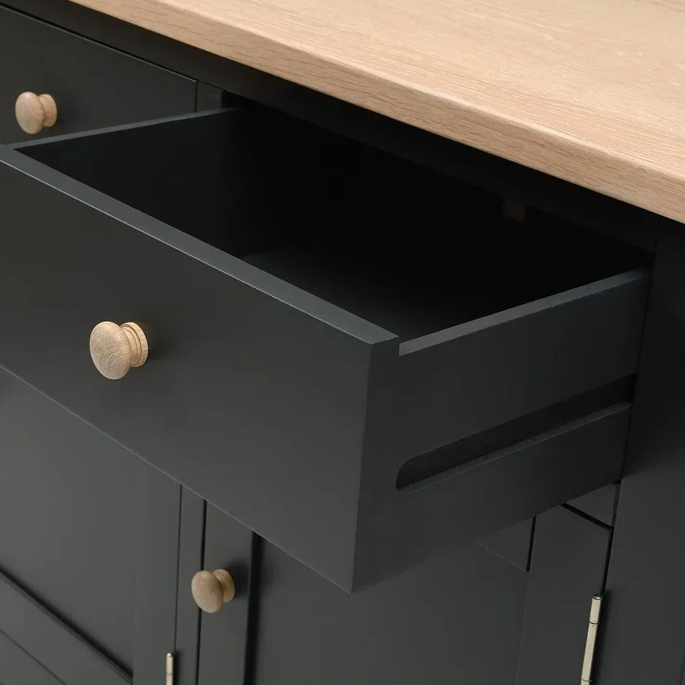 Chester Charcoal Extra Large Sideboard - Charcoal, Oak