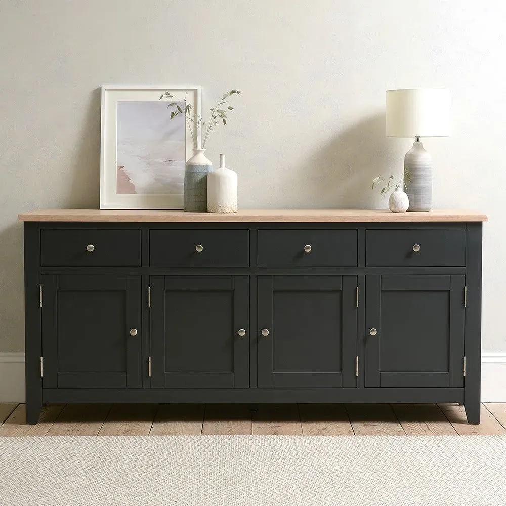 Chester Charcoal Extra Large Sideboard - Charcoal, Oak