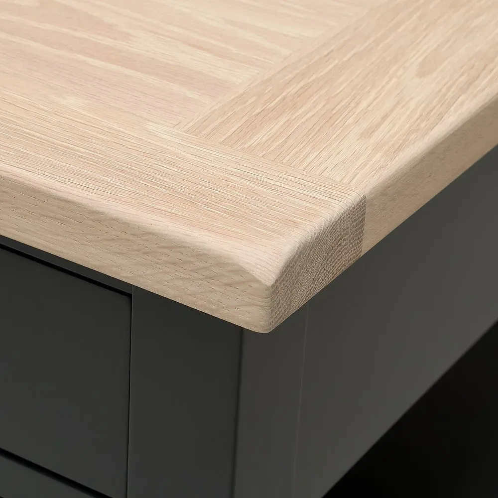 Chester Coffee Table with Drawers - Charcoal, Oak