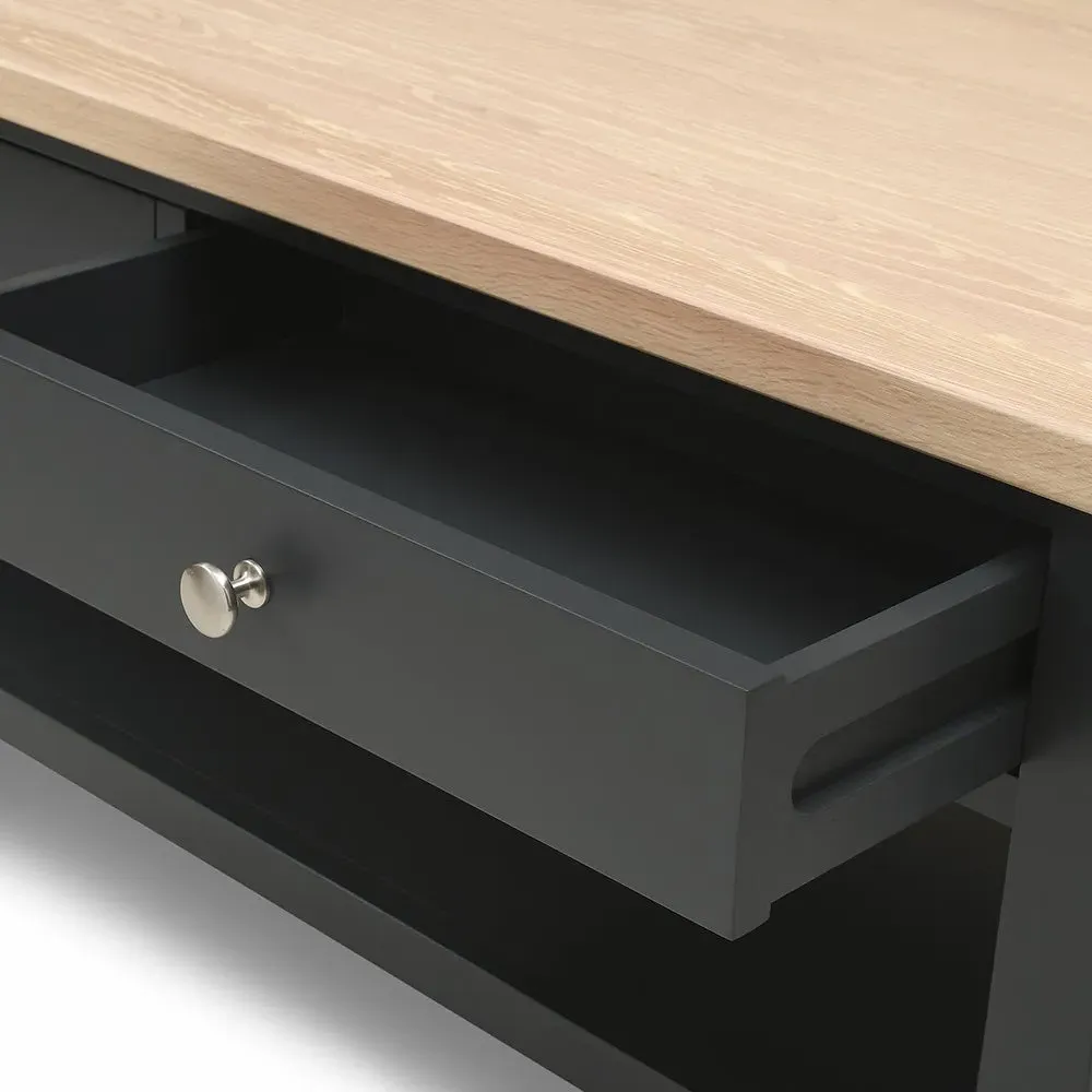 Chester Coffee Table with Drawers - Charcoal, Oak