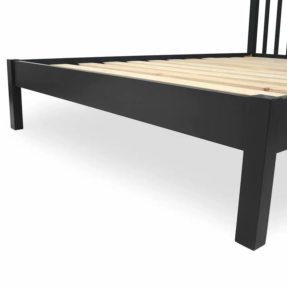 Chester Double Bed - Charcoal, Oak