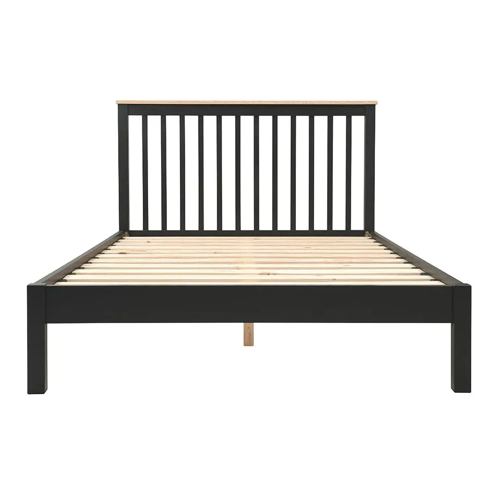 Chester Double Bed - Charcoal, Oak
